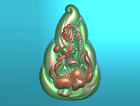 翡翠荷花蜻蜓吊坠玉石精雕图纸_五轴雕刻机厂家