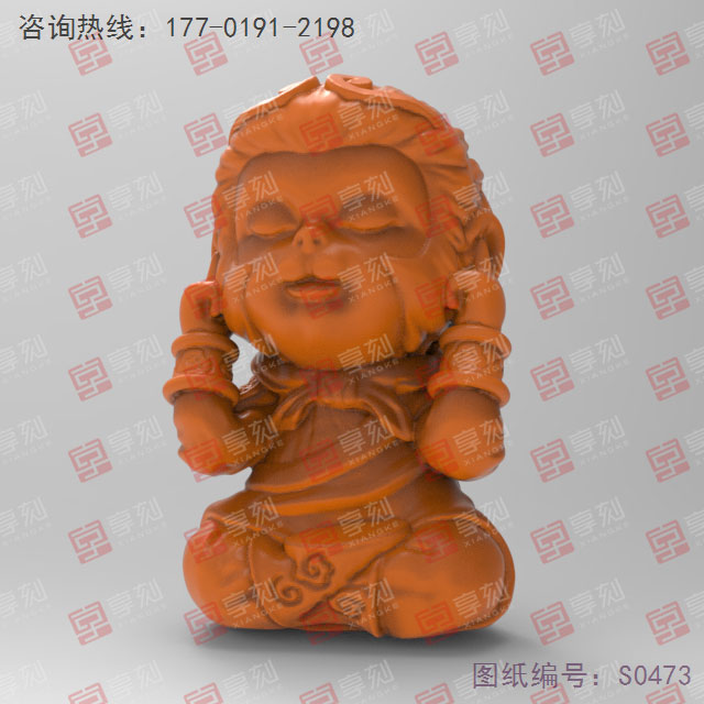 四不猴小摆件不听猴电脑精雕图_五轴雕刻机厂家