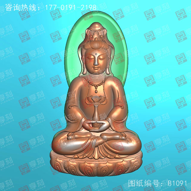 正装观音玉石吊坠电脑精雕图纸_五轴雕刻机厂家