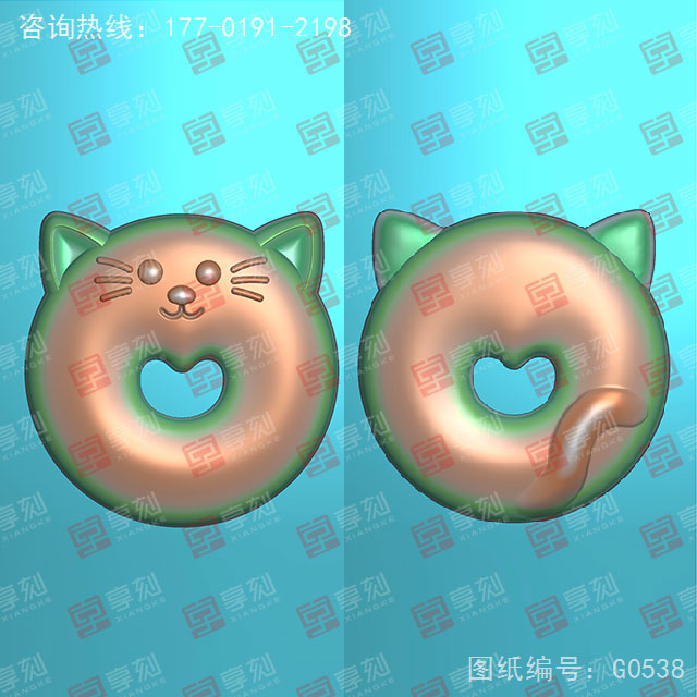 小猫平安扣玉器电脑精雕图纸_五轴雕刻机厂家