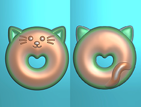 小猫平安扣玉器电脑精雕图纸_五轴雕刻机