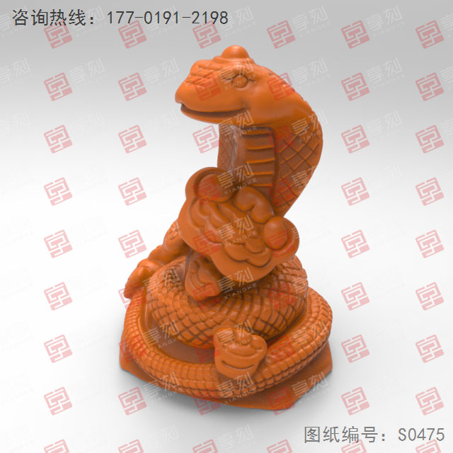 蛇年立体摆件玉石电脑精雕图纸_五轴雕刻机厂家
