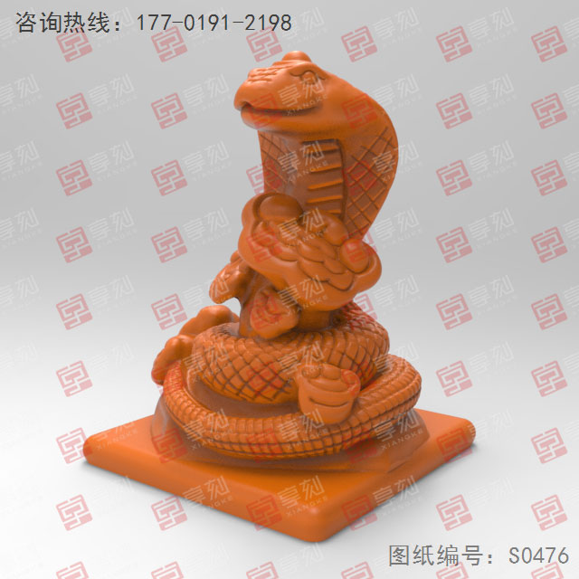 生肖蛇立体摆件玉石电脑精雕图纸_五轴雕刻机厂家
