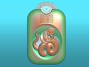 十二生肖蛇回纹挂件电脑精雕图_享刻玉石雕刻机