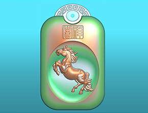 十二生肖马回纹挂件电脑精雕图_享刻玉石雕刻机