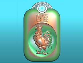 十二生肖鸡回纹挂件电脑精雕图_享刻玉石雕刻机