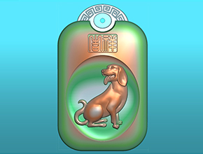 十二生肖狗回纹挂件电脑精雕图_享刻玉石雕刻机