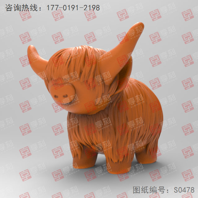 牦牛立体摆件玉石电脑精雕图_享刻五轴雕刻机