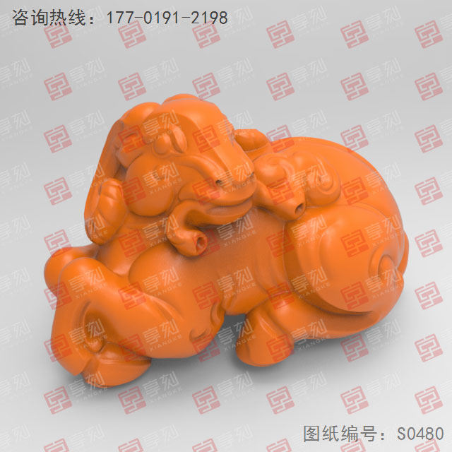山羊立体摆件玉石电脑精雕图_享刻五轴雕刻机