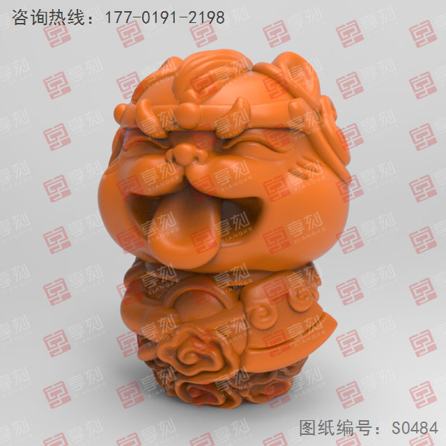 Q版小狗哼哈二将模型3d图_五轴玉石雕刻机