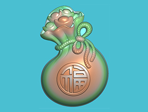 元宝福袋玉石电脑精雕图JDP玉雕_享刻玉石雕刻机