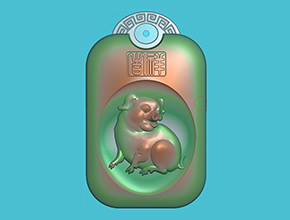 十二生肖猪回纹挂件电脑精雕图_享刻玉石雕刻机