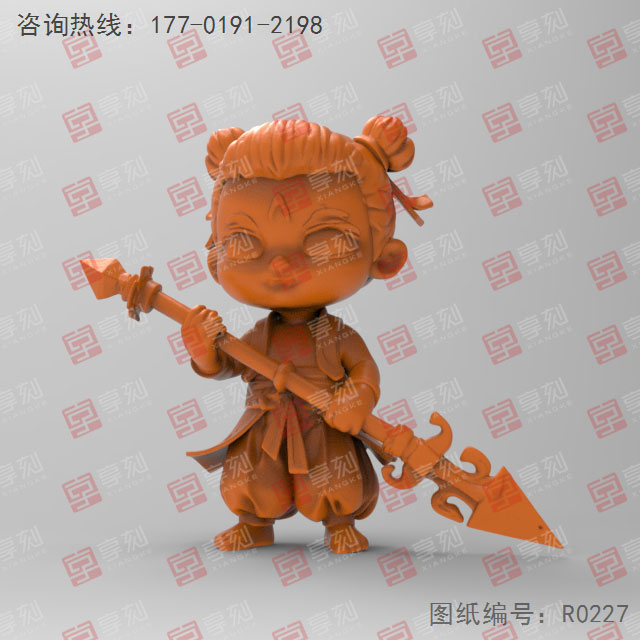 火枪哪吒3d电脑模型图stl立体_享刻五轴雕刻机