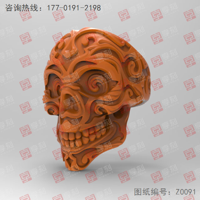 骷颅戒指3d电脑模型图stl立体_享刻五轴雕刻机