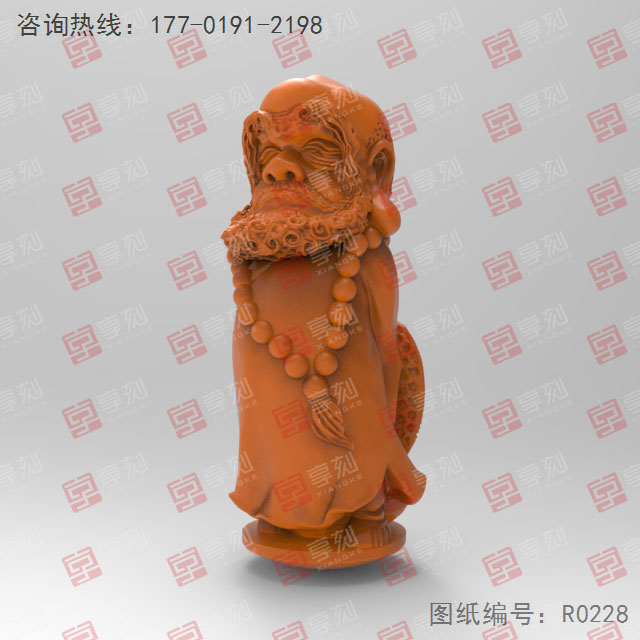 达摩人物3d模型图STL雕刻精雕_享刻五轴雕刻机