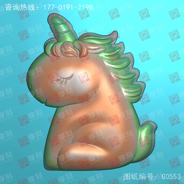 独角马吊坠玉石电脑精雕图_玉石雕刻机厂家