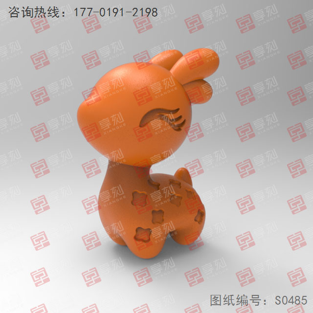 卡通小鹿吊坠玉石电脑精雕图_五轴玉石雕刻机厂家