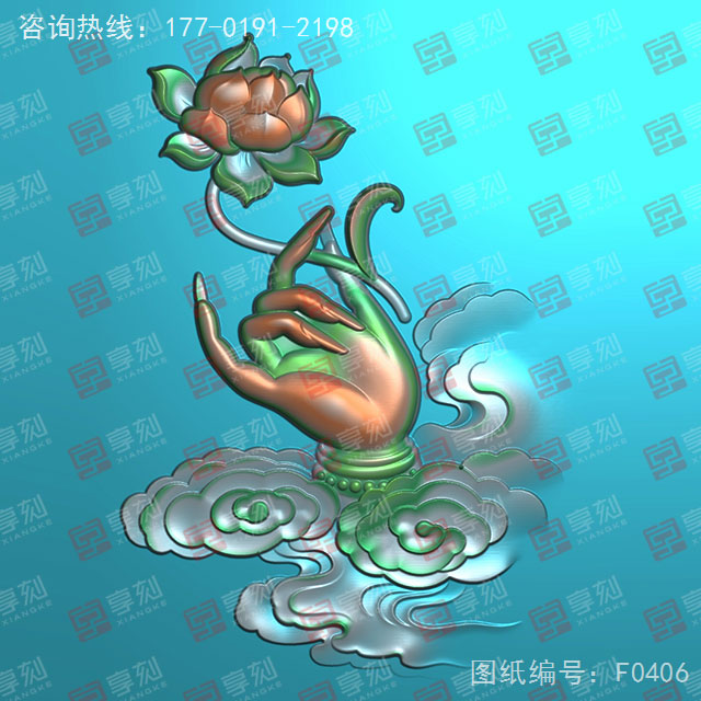 莲花佛手翡翠玉石玉雕电脑精雕图_玉石雕刻机厂家