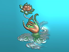 莲花佛手翡翠玉石玉雕电脑精雕图_玉石雕刻机厂