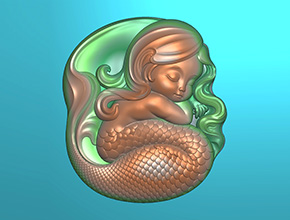 宝宝美人鱼吊坠玉石电脑精雕图_翡翠雕刻机厂家