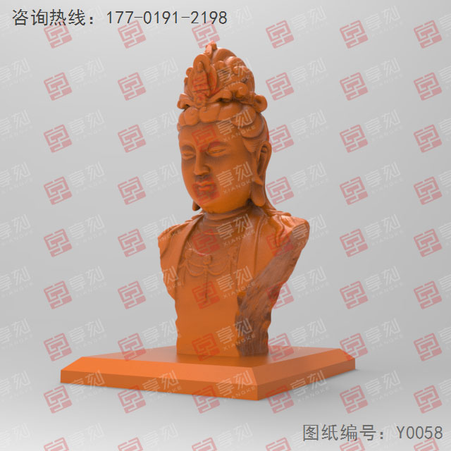 观音菩萨像3d电脑模型图STL_五轴玉石雕刻机