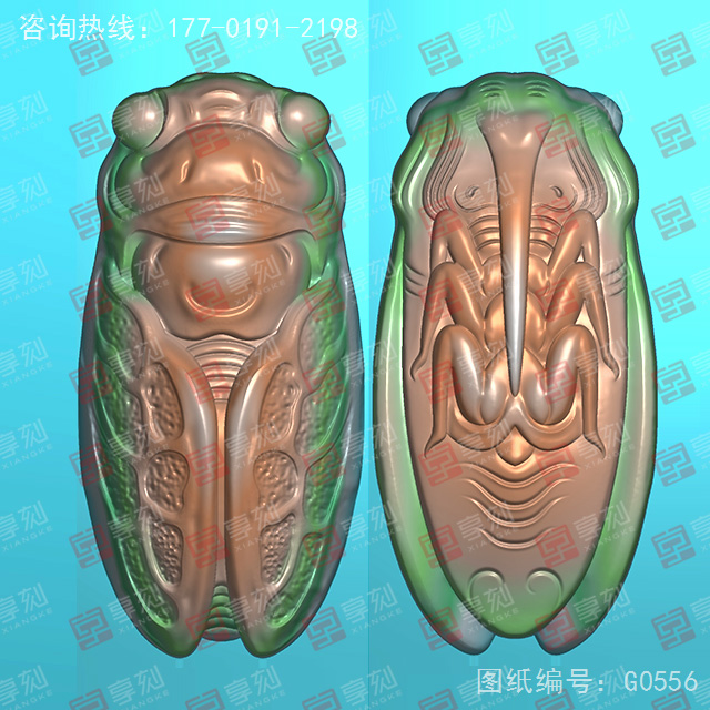 知了吊坠玉石电脑精雕图_享刻玉石雕刻机