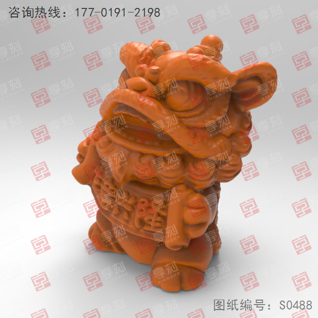 醒狮摆件3d模型stl电脑精雕图_享刻五轴雕刻机