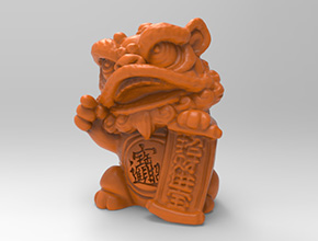舞狮摆件3d模型stl电脑精雕图_享刻五轴雕