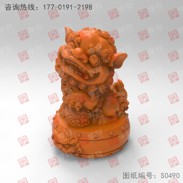 绣球狮子3d模型stl电脑精雕图_享刻五轴雕刻机