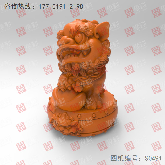 玉宝狮子摆件3d模型stl电脑精雕图_享刻五轴雕刻机