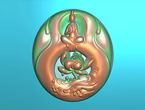 翡翠莲花观音吊坠玉雕电脑图纸_享刻玉石雕刻机