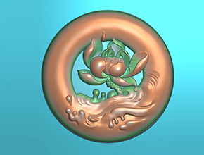 翡翠莲花吊坠玉雕电脑图纸_享刻玉石雕刻机