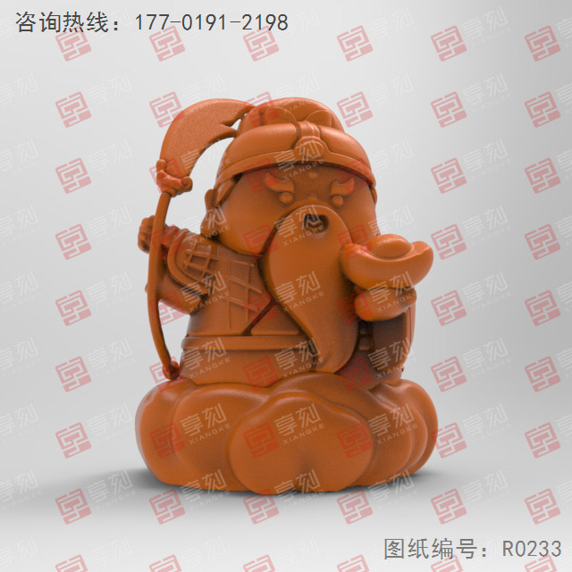 关公武财神茶宠立体3d模型图stl_享刻五轴雕刻机