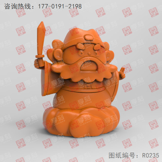 钟馗砍小人茶宠立体3d模型图stl_享刻五轴雕刻机
