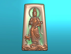 翡翠如意观音牌玉石雕刻电脑图纸_享刻玉