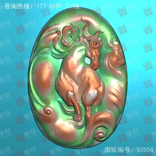骏马吊坠玉石雕刻电脑图纸_享刻玉石雕刻机