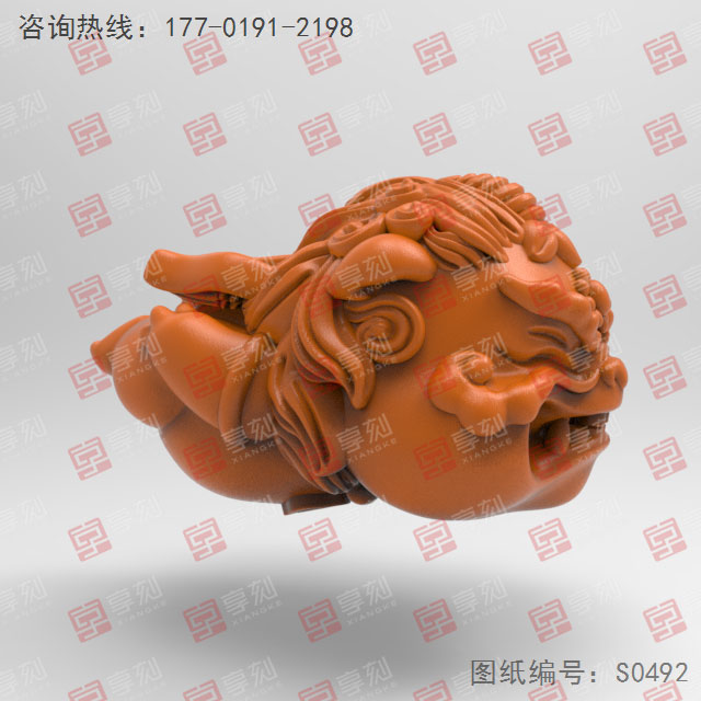 飞天Q版貔貅立体3d模型图stl_享刻五轴雕刻机