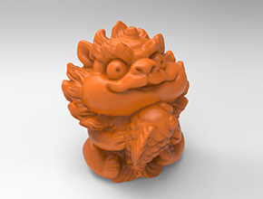 Q版貔貅抱锦鲤立体3d模型图stl_享刻五轴雕