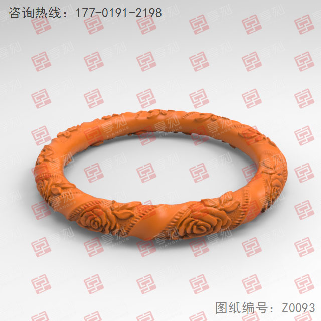 玉石金银浮雕玫瑰花手镯3d模型图_享刻五轴雕刻机