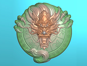八卦龙牌玉石雕刻电脑图纸_享刻玉石雕刻
