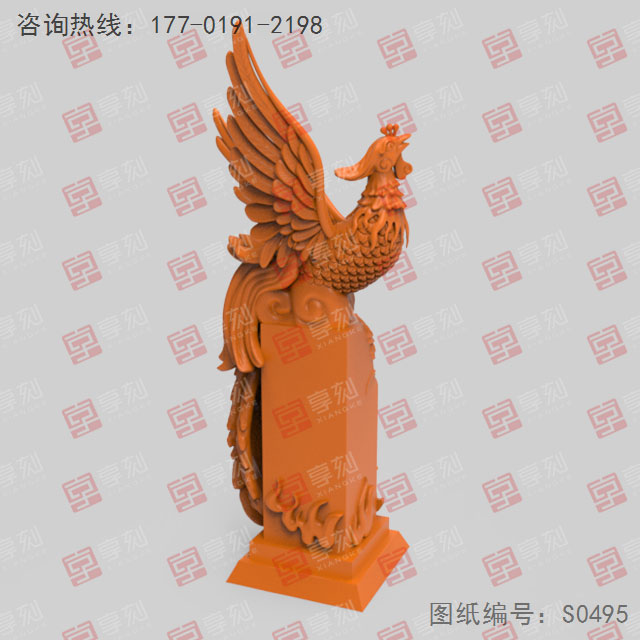 凤凰雕塑玉石3d模型图stl_享刻五轴雕刻机