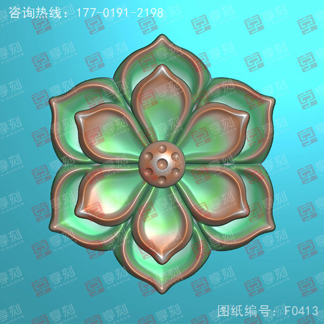 花朵吊坠玉石雕刻电脑图纸_享刻玉石雕刻机