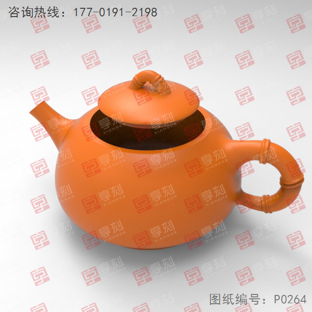 竹节茶壶工艺品3d模型图stl_享刻五轴雕刻机
