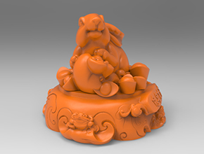 聚宝盆寓如意兔工艺品3d模型图stl_享刻五