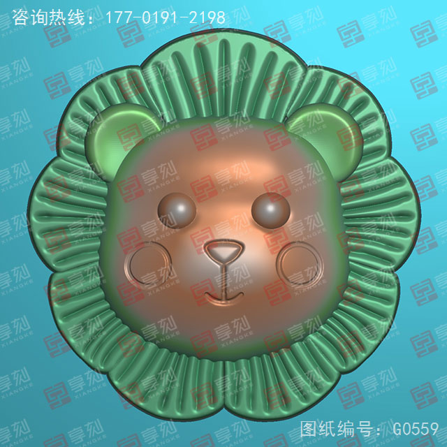 可爱狮子头玉石雕刻电脑图纸_享刻玉石雕刻机