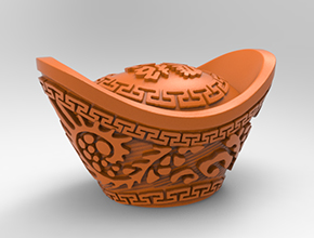 金元宝工艺品3d模型图stl_享刻五轴雕刻机