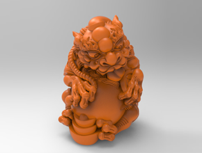聚财貔貅工艺品3d模型图stl_享刻五轴雕刻
