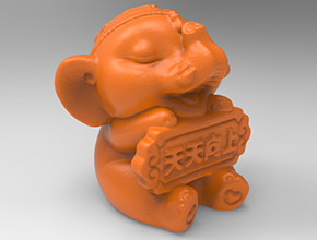 可爱小象工艺品3d模型图stl_享刻五轴雕刻