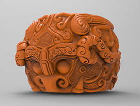 玉石扳指饕餮戒指3d模型图stl_享刻五轴雕