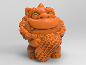 狮子抱花生3d模型图stl_享刻五轴雕刻机
